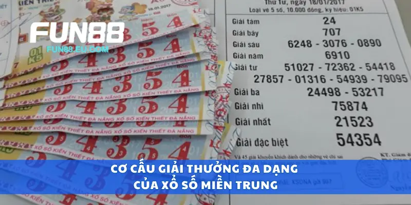Cơ cấu giải thưởng đa dạng của xổ số miền trung
